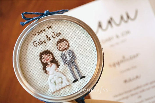 Here is an original DIY cross-stitch idea for wedding favors - Cross Stitched