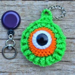 Halloween Monster Eye Crochet Key Chain Free Pattern - A Free Crochet Pattern - Cross Stitched