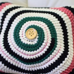 Striped Button Pillow Crochet Pattern - A Free Crochet Pattern - Cross Stitched
