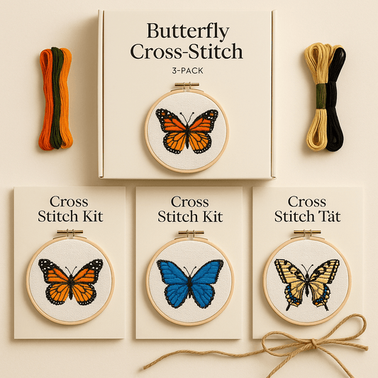 Butterfly Collection 3 - Pack | Cross Stitch Gift Set - Cross Stitched