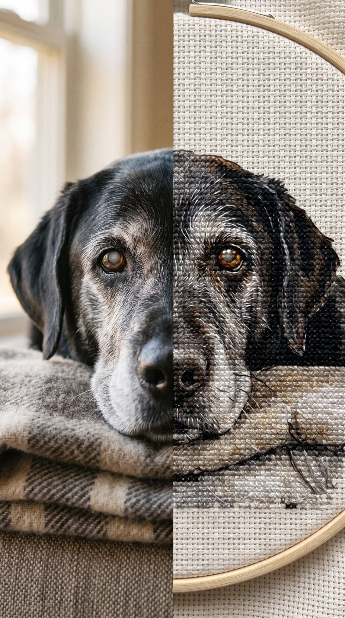 Custom Pet Memorial Cross Stitch Kit | From Your Photo - Cross Stitched