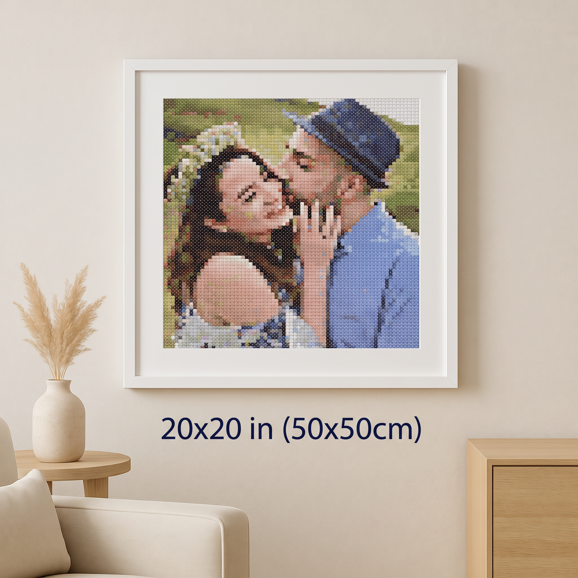 20x20 wall mockup, couple portrait