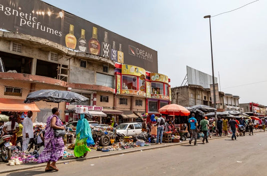 Cross Stitch | Abidjan - People Walking On Street - Cross Stitched