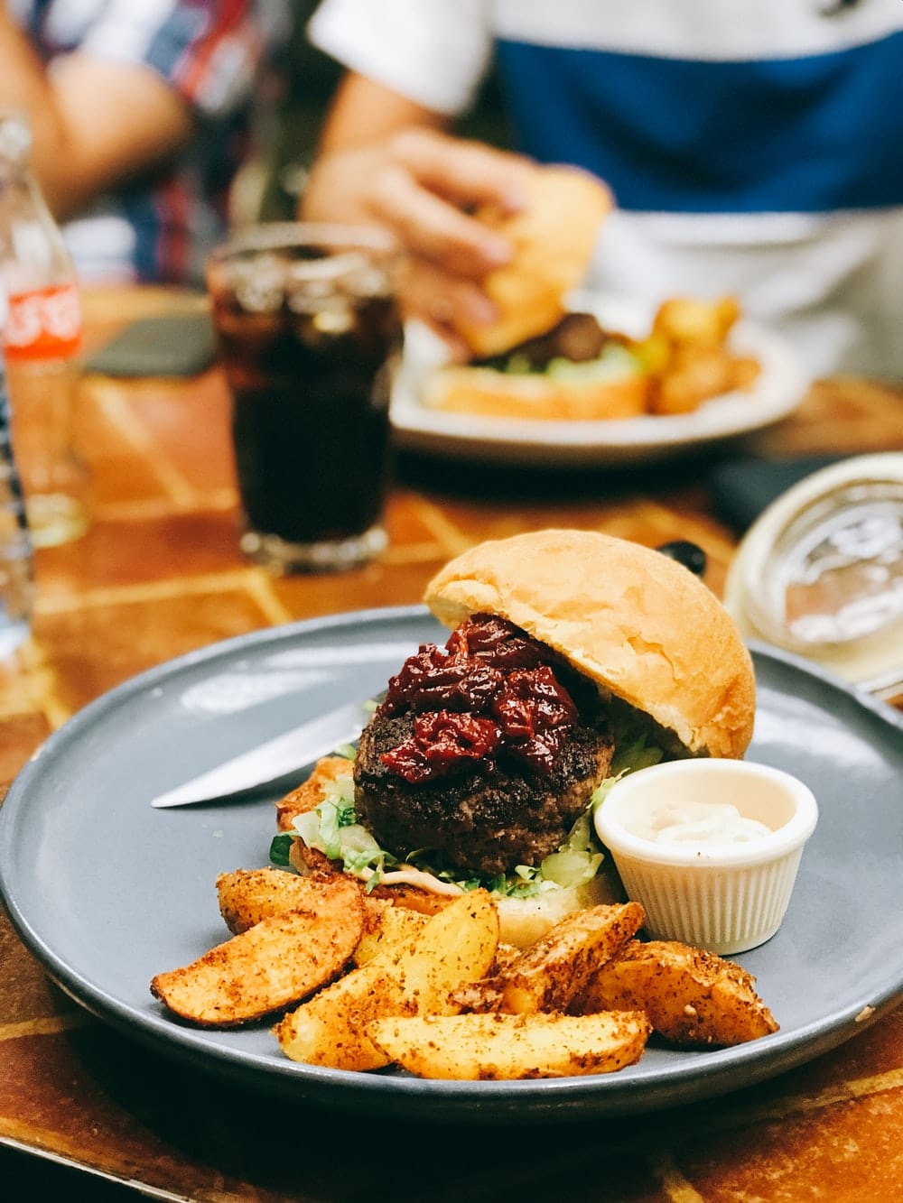Cross Stitch | Asp - Burger On Plate - Cross Stitched