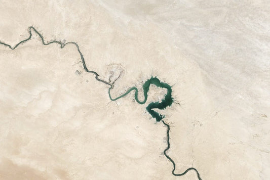 Cross Stitch | Baghdad - Satellite Image Of River - Cross Stitched