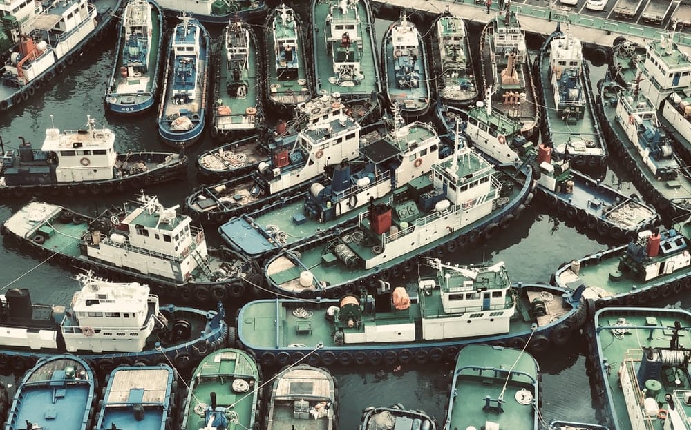 Cross Stitch | Busan - Aerial Photography Of Boats - Cross Stitched