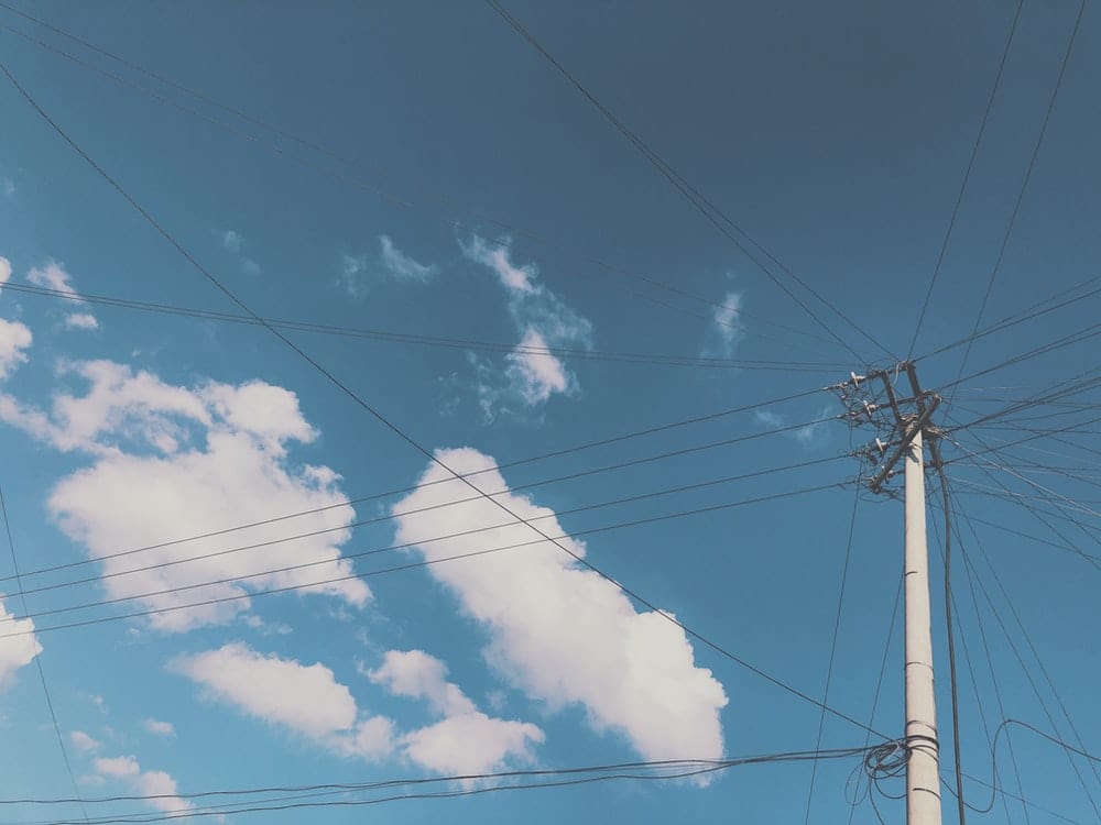 Cross Stitch | Changde - Utility Post Under Blue Sky - Cross Stitched
