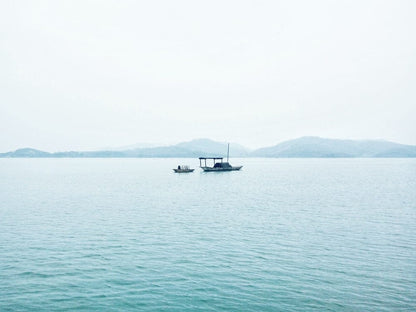 Cross Stitch | Changzhou - Two White Boats In Middle Of Sea During Daytime - Cross Stitched