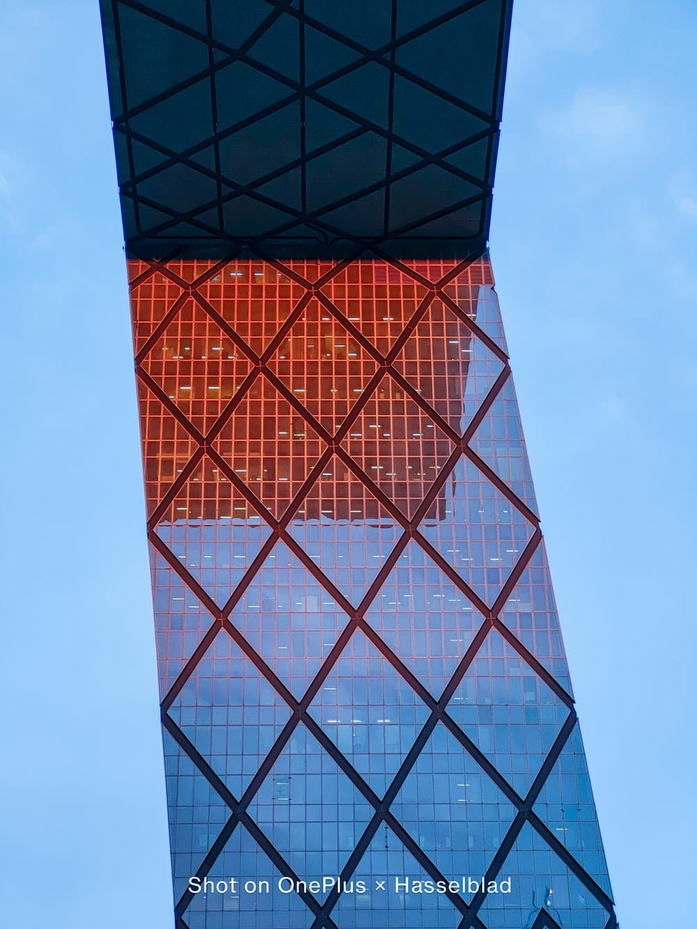 Cross Stitch | Chaoyang - Red And Black Building Under Blue Sky - Cross Stitched