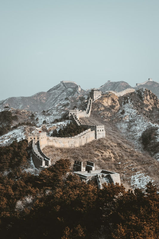 Cross Stitch | Chengde - Aerial View Of Gray Concrete Building On Top Of Mountain During Daytime - Cross Stitched