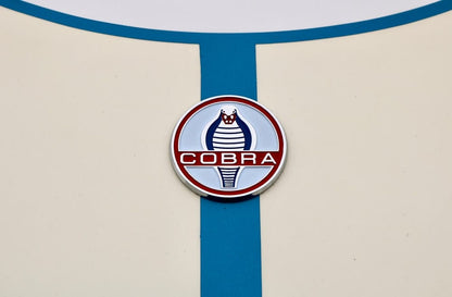 Cross Stitch | Cobra - Round Silver-Colored Cobra Emblem - Cross Stitched