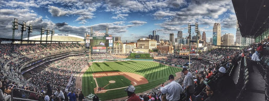 Cross Stitch | Detroit - Persons On Game Field Stadium - Cross Stitched