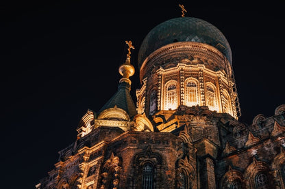 Cross Stitch | Harbin - Lighted Cathedral During Night Time - Cross Stitched