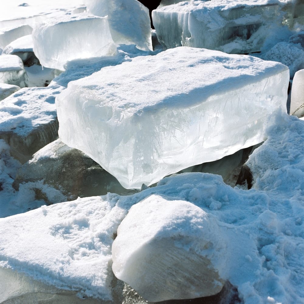 Cross Stitch | Harbin - White Ice On Gray Rock - Cross Stitched