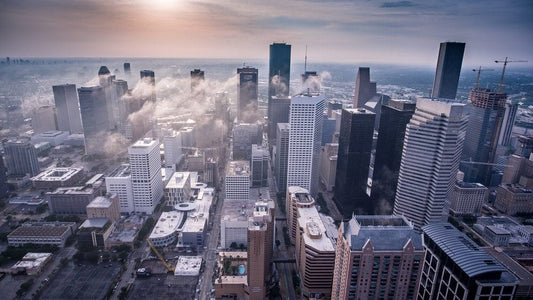 Cross Stitch | Houston - White High-Rise Buildings - Cross Stitched