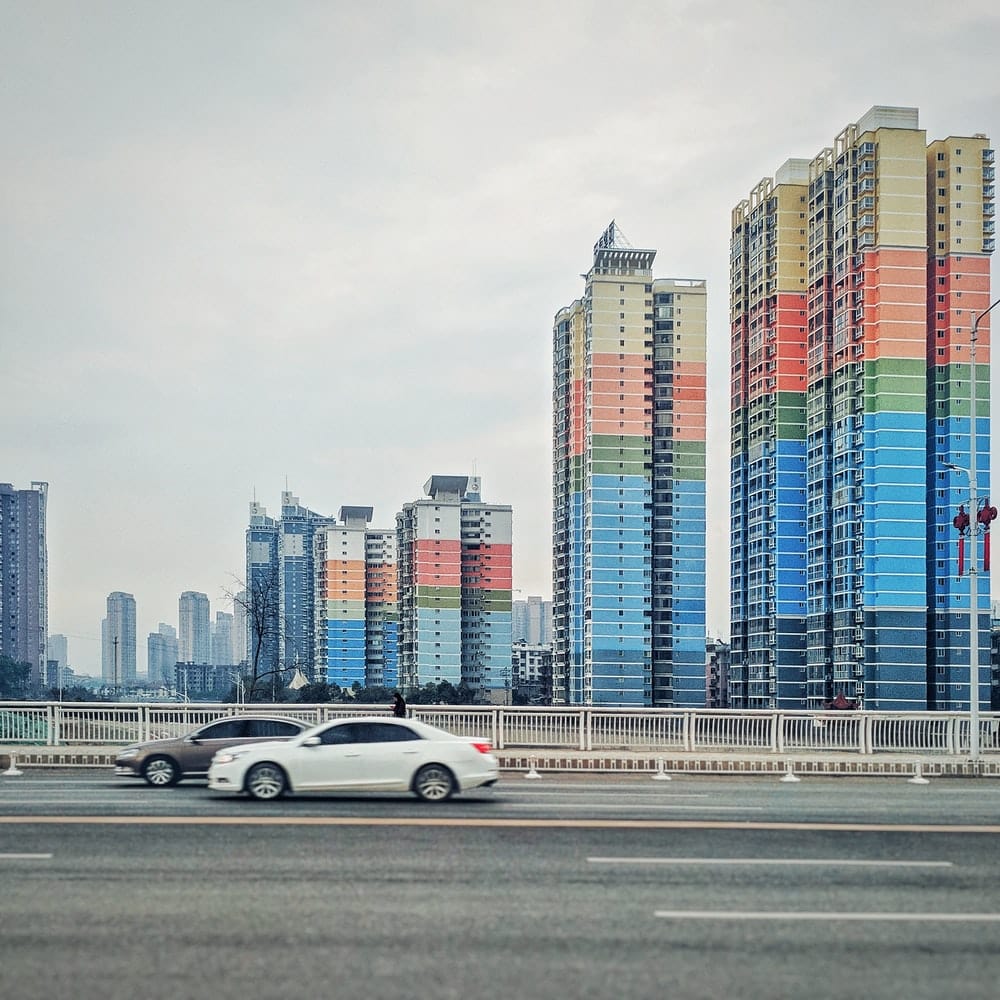 Cross Stitch | Huaihua - Two Vehicles On Highway - Cross Stitched