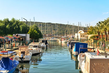 Cross Stitch | İzmir - White And Blue Boat On Dock During Daytime - Cross Stitched