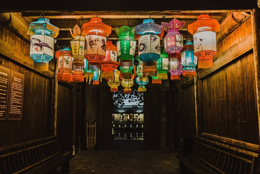Cross Stitch | Jiaxing - Photo Of Assorted-Color Chinese Lanterns Inside Room - Cross Stitched
