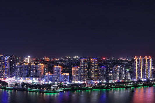 Cross Stitch | Jieyang - Concrete Buildings During Nighttime] - Cross Stitched