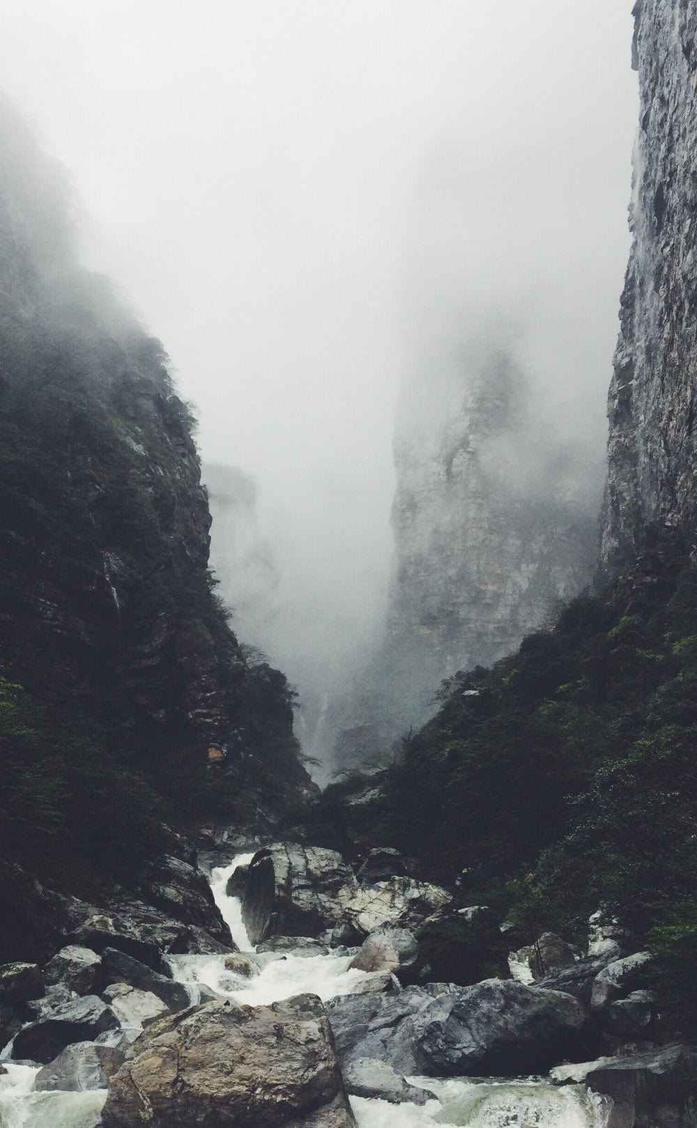 Cross Stitch | Jiujiang - Mountains Covered With Smokes At Daytime - Cross Stitched