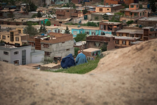 Cross Stitch | Kabul - Brown And White Concrete Houses - Cross Stitched