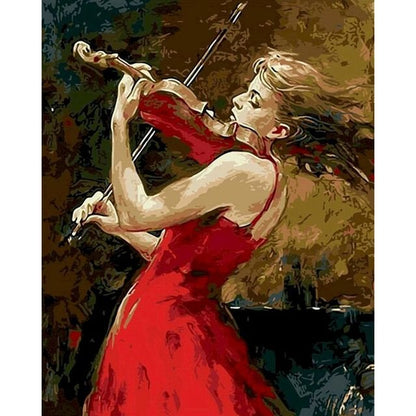 Cross Stitch | Lady in Violin 2 - Cross Stitched