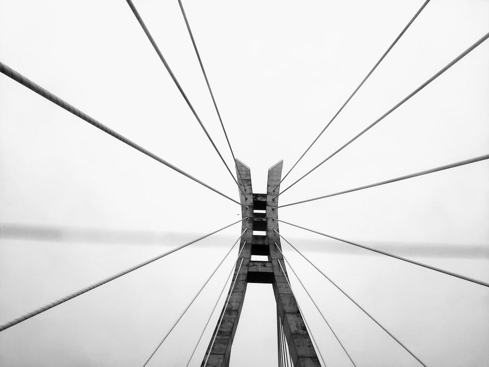 Cross Stitch | Lagos - Grayscale Photography Of Bridge - Cross Stitched