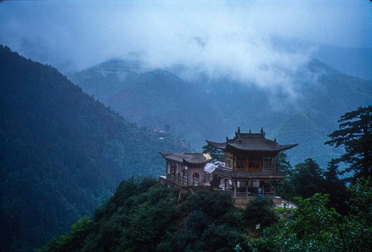 Cross Stitch | Lanzhou - Brown And White House On Top Of Mountain - Cross Stitched