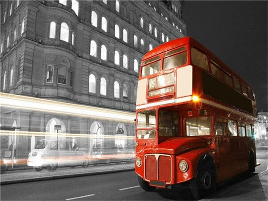 Cross Stitch | London Vintage Red Bus - Cross Stitched
