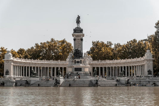 Cross Stitch | Madrid - Black Statue Near Water During Daytime - Cross Stitched