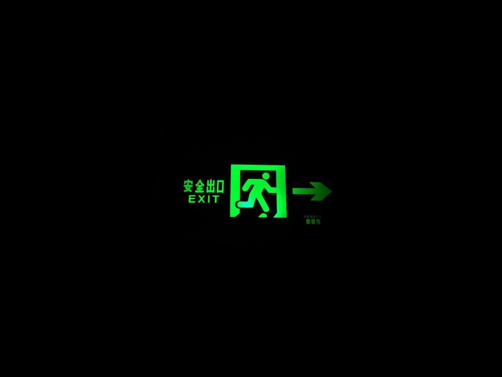 Cross Stitch | Mianyang - Green Exit Sign - Cross Stitched