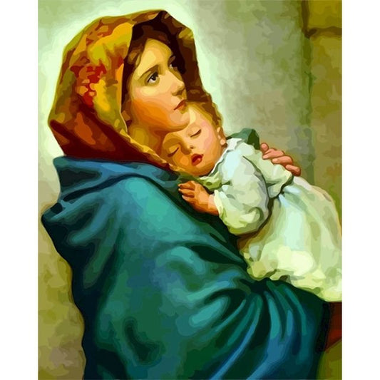 Cross Stitch | Mother Mary and Jesus - Cross Stitched