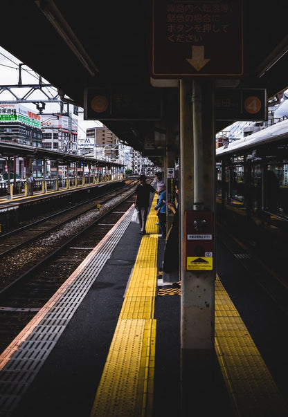 Cross Stitch | Ōsaka - Gray And Yellow Train Station - Cross Stitched