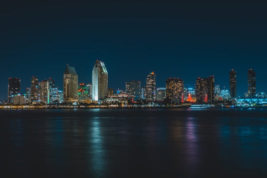 Cross Stitch | San Diego - City Near Body Of Water During Nighttime - Cross Stitched