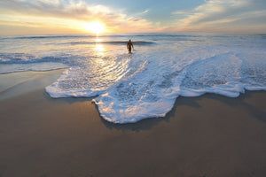 Cross Stitch | San Diego - Man Standing On Seashore During Sunset - Cross Stitched