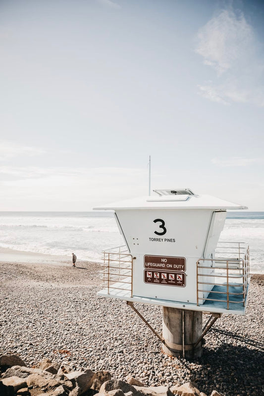 Cross Stitch | San Diego - White Lifeguard House On Beach During Daytime - Cross Stitched