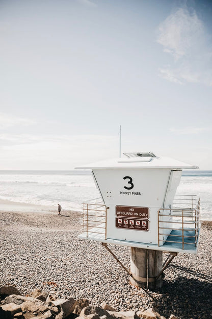 Cross Stitch | San Diego - White Lifeguard House On Beach During Daytime - Cross Stitched