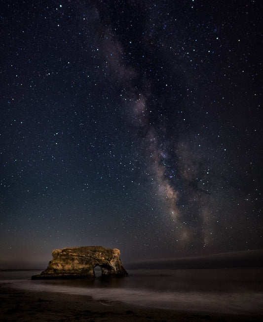 Cross Stitch | Santa Cruz - Brown Rock Formation On Body Of Water During Nighttime - Cross Stitched