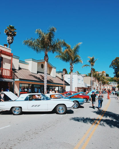 Cross Stitch | Santa Cruz - White Coupe Parked On Street During Daytime - Cross Stitched