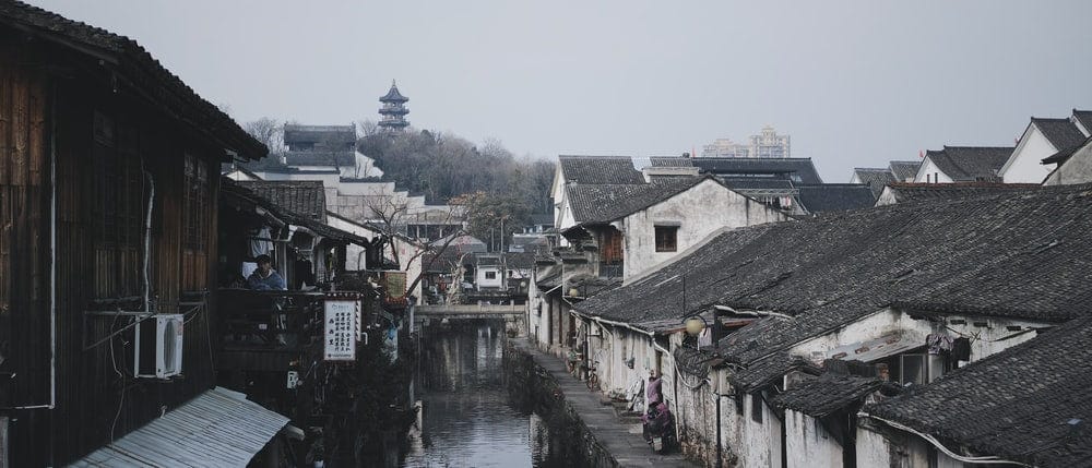 Cross Stitch | Shaoxing - Houses Near River During Daytime - Cross Stitched