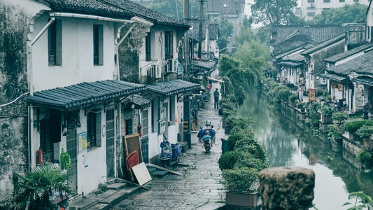 Cross Stitch | Shaoxing - People Sitting On Bench Near Water Fountain During Daytime - Cross Stitched