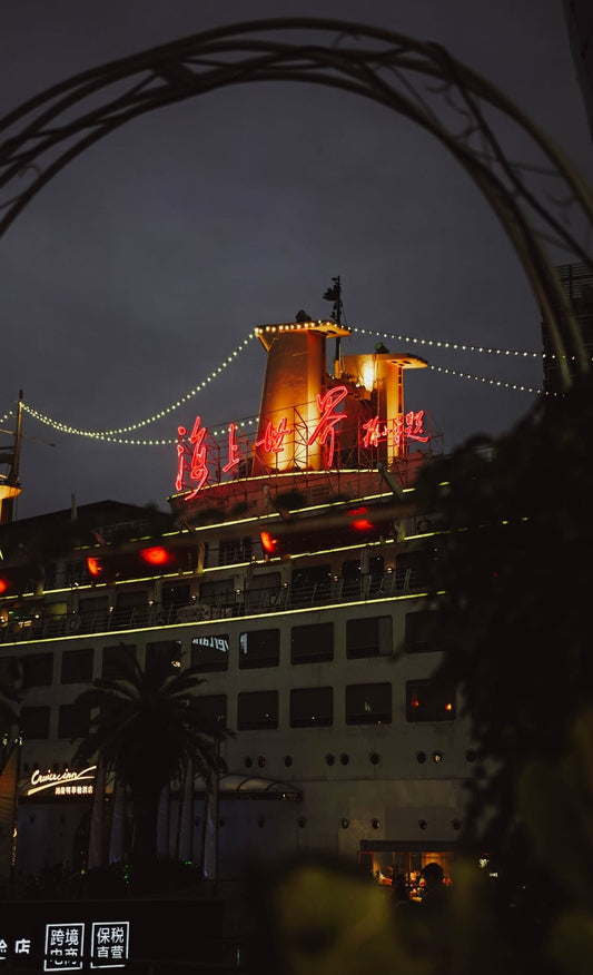 Cross Stitch | Shenzhen - White And Black Ship On Dock During Night Time - Cross Stitched