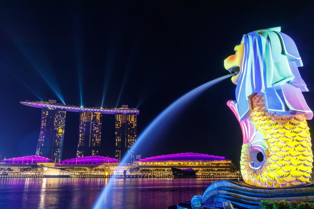 Cross Stitch | Singapore - Singapore Lion Fountain - Cross Stitched