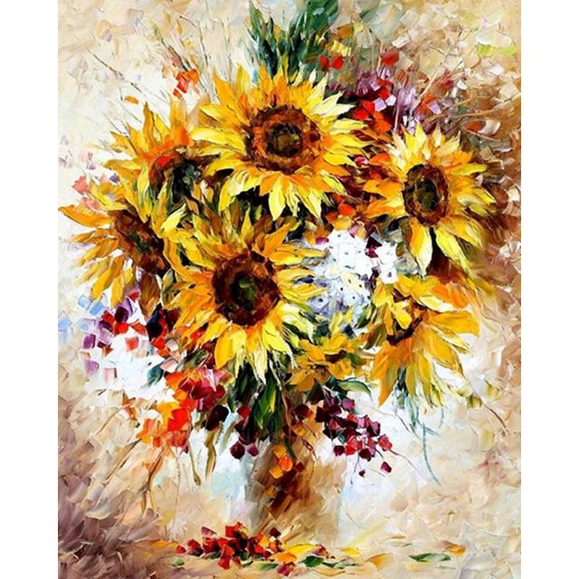 Cross Stitch | Sunflower Vase - Cross Stitched