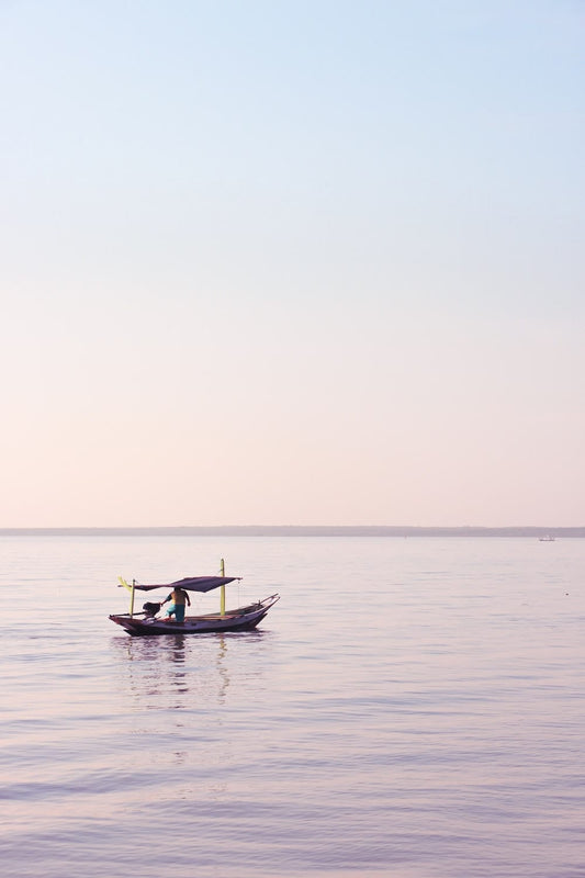 Cross Stitch | Surabaya - Rule Of Thirds Photography Unknown Person Riding On Boat - Cross Stitched