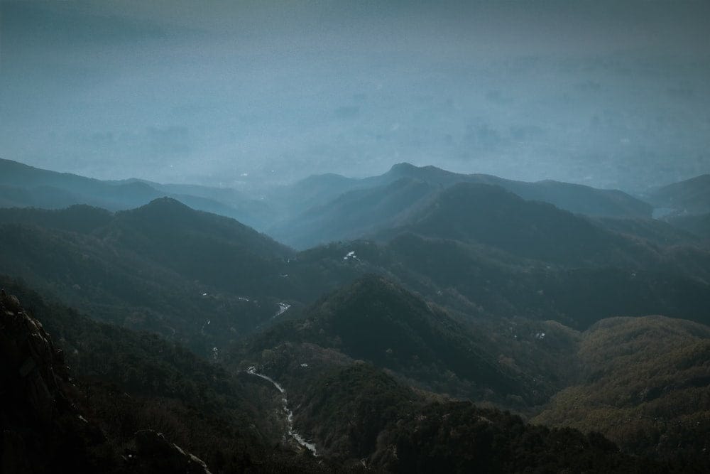 Cross Stitch | Tai’An - Green Mountains Under Blue Sky During Daytime - Cross Stitched