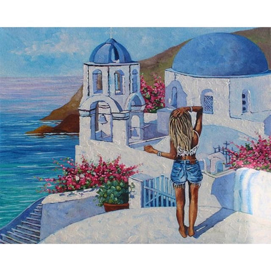 Cross Stitch | The Best View in Santorini - Cross Stitched
