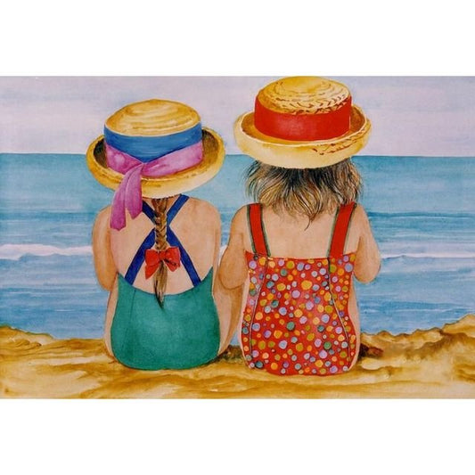 Cross Stitch | Two Baby Girls Hanging Out - Cross Stitched