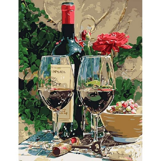 Cross Stitch | Two Glasses of Red Wine - Cross Stitched