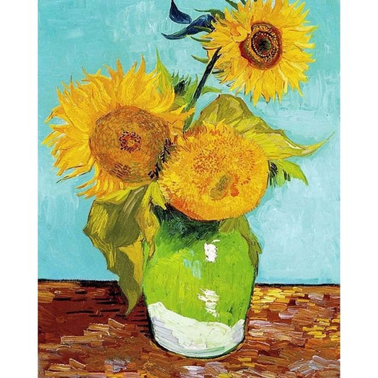 Cross Stitch | Vincent Van Gogh's Three Sunflowers - Cross Stitched